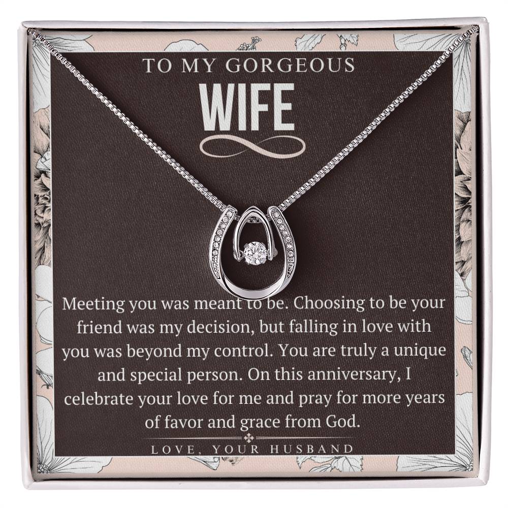 Lucky In Love Necklace, Anniversary Gift For Wife