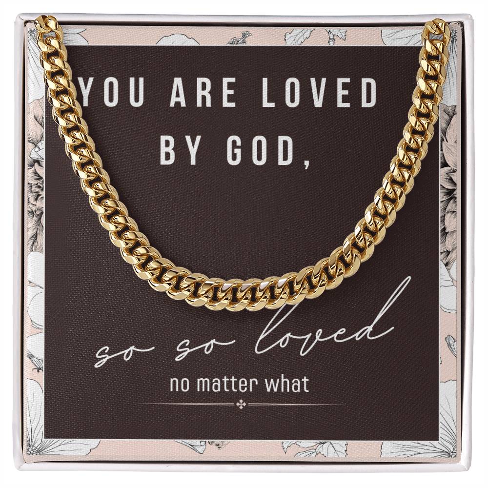 Cuban Link Chain,So Loved By God Necklace For Men