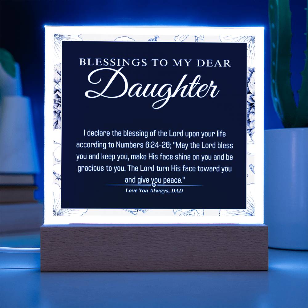 Acrylic Square Plaque, Blessings for Daughter from Mom