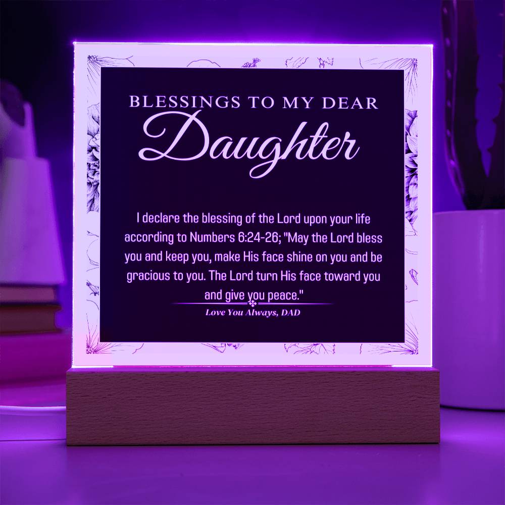 Acrylic Square Plaque, Blessings for Daughter from Mom