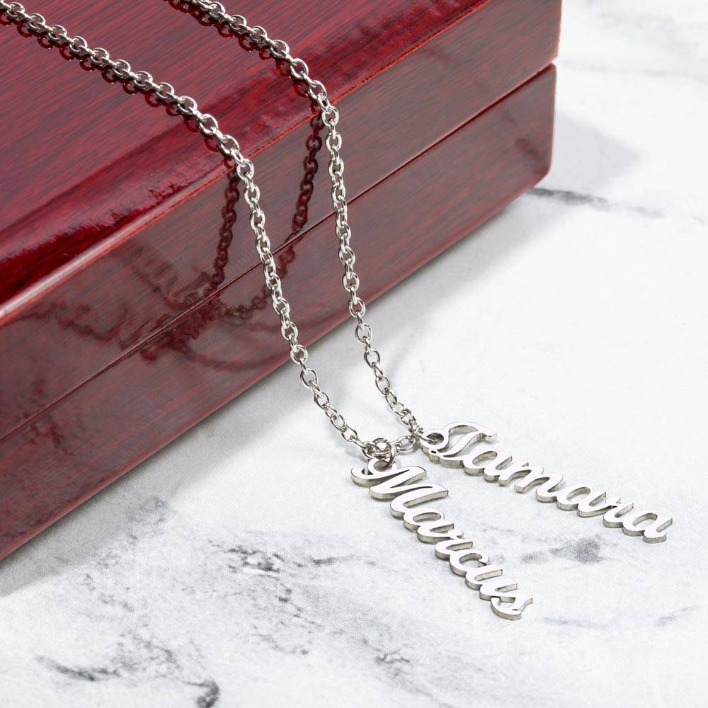 Multi Vertical Name Necklace (w/MC), Birthday Gift For Wife