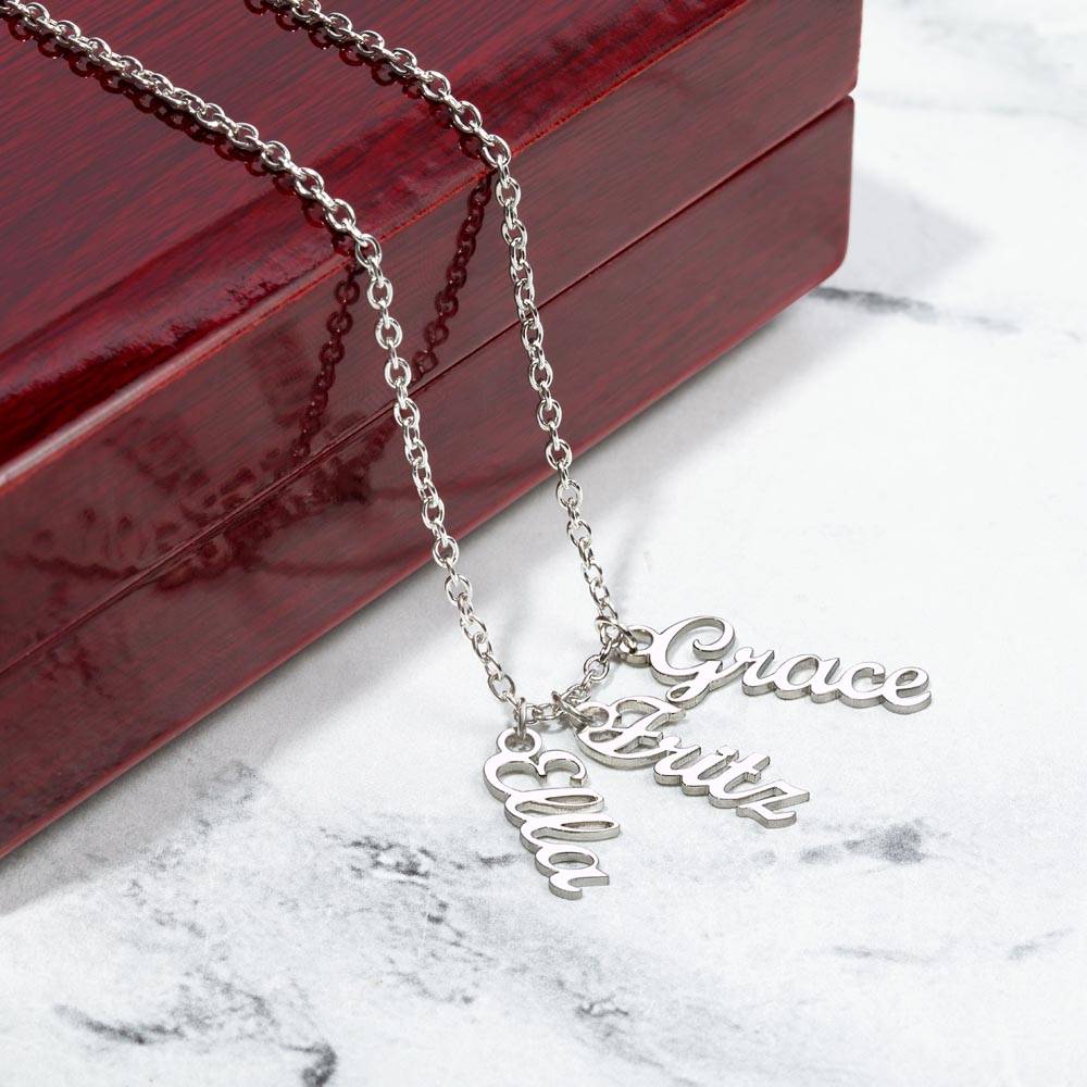 Multi Vertical Name Necklace (w/MC), Birthday Gift For Wife